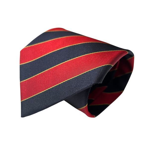 Ermenegildo Zegna Regimental Striped Red Navy Blue Silk Tie - Made in Italy - Picture 1 of 11